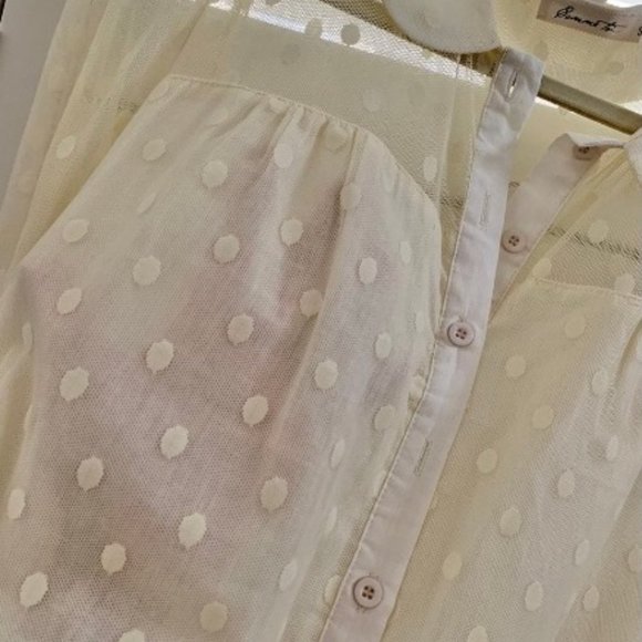 Sheer Long Sleeve Polka Dot Blouse - Picture 5 of 7